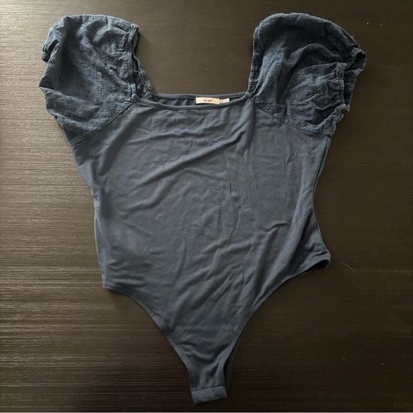 miami Tops - Francesca’s Mi Ami Sleeveless Puff Sleeve Blue Bodysuit NWOT
